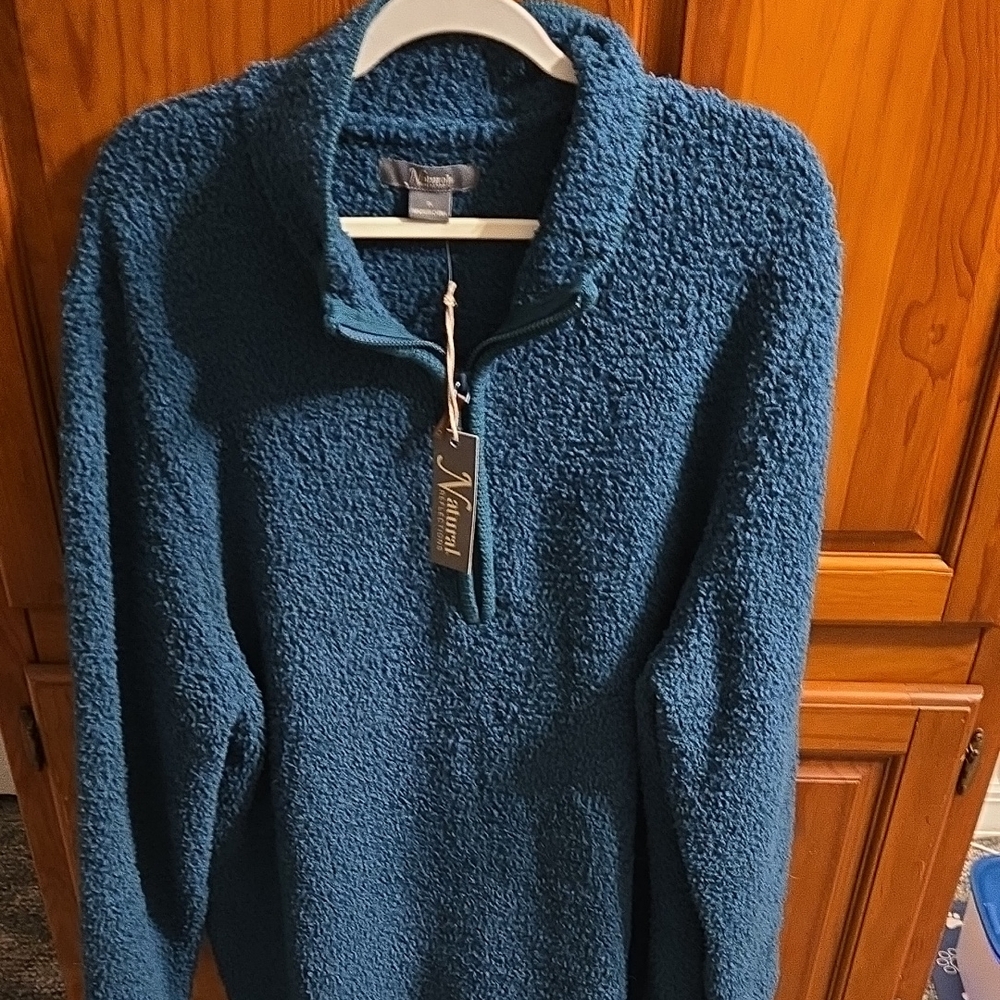 Natural Reflections  Zip-Up Sweater in Deep Teal